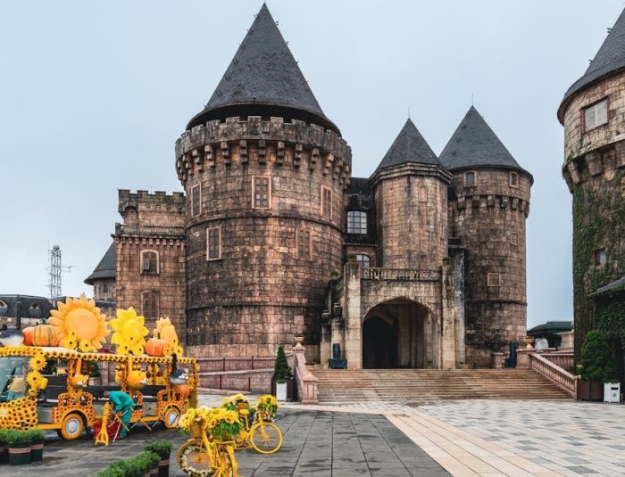 Explore the enchanting architecture of Ba Na Hills' castle in Da Nang, Vietnam. Perfect for travel enthusiasts.