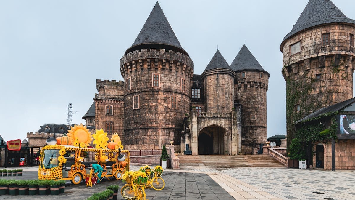 Explore the enchanting architecture of Ba Na Hills' castle in Da Nang, Vietnam. Perfect for travel enthusiasts.